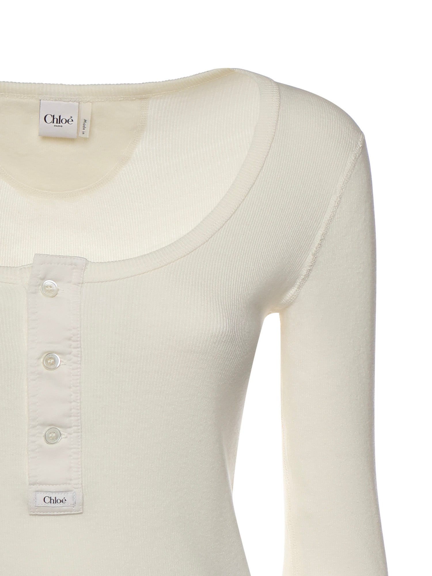 Camicia Henley in jersey di cotone CH26SJH29185 107 CHLOÉ 
