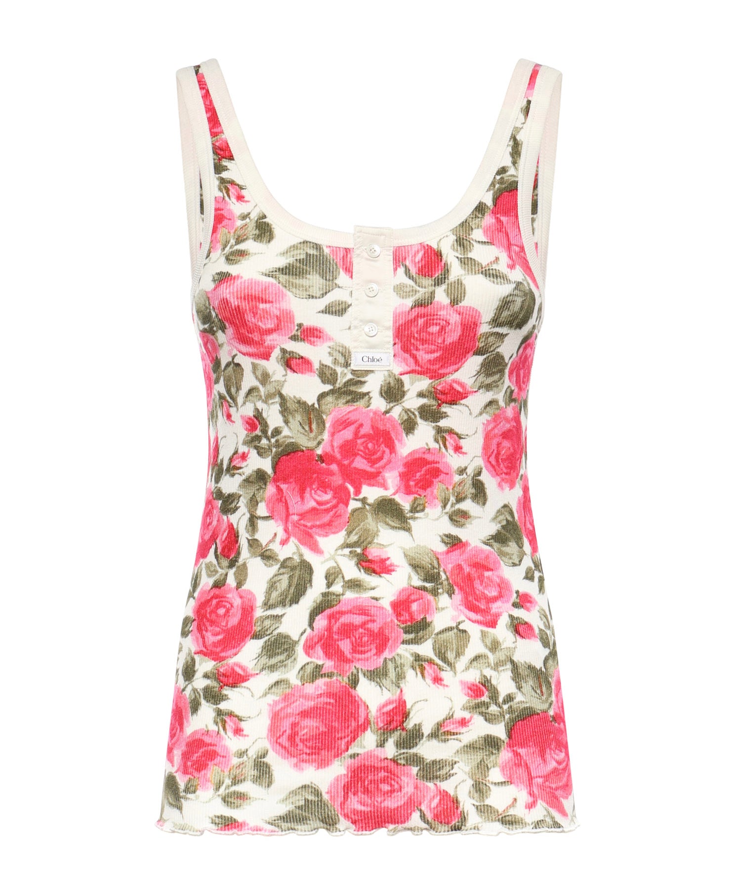 Canotta Henley in jersey di cotone CH26UJH58909 91Y CHLOÉ 