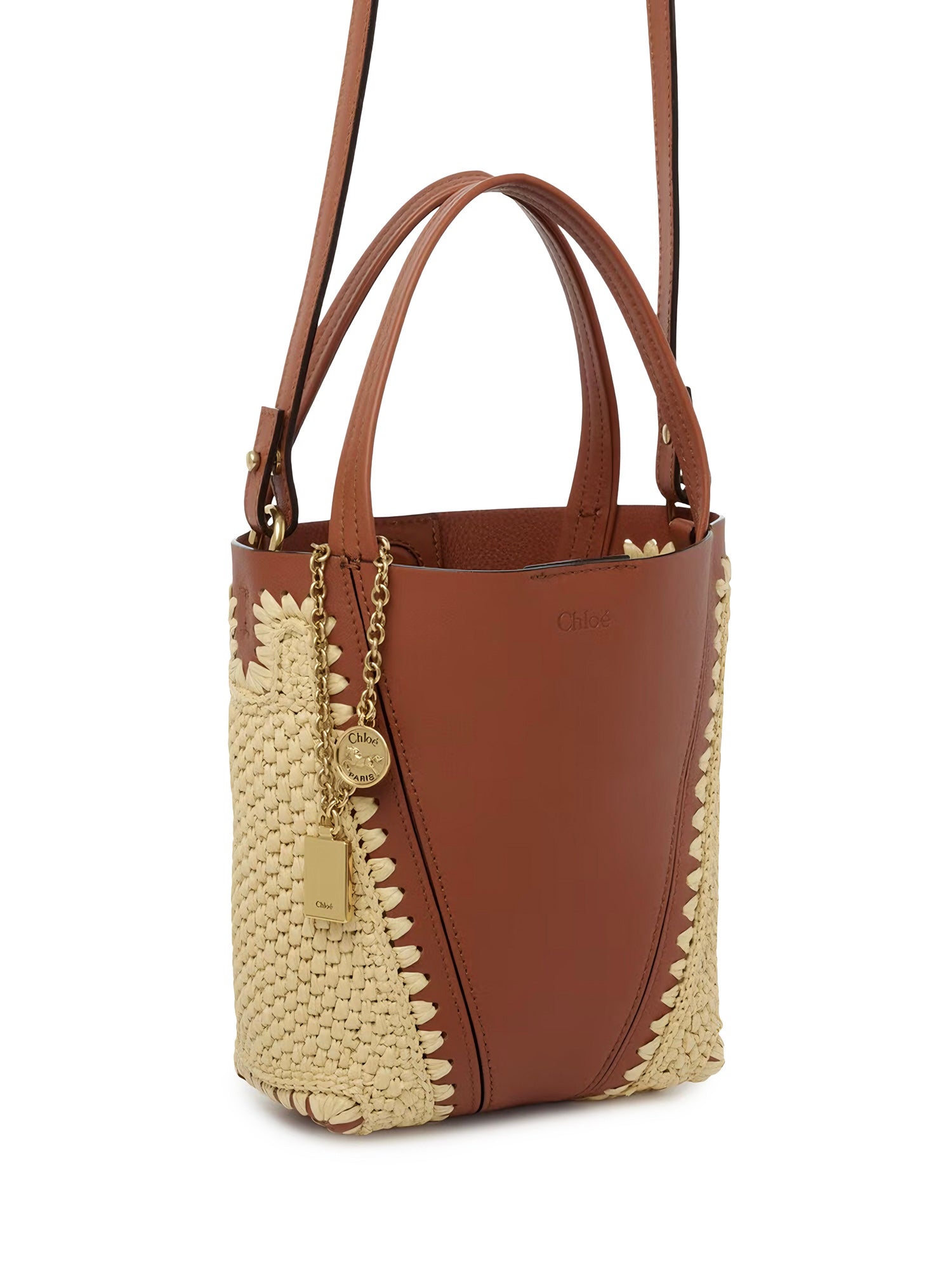 Tote bag Chloé Spin piccola in rafia e pelle CH26US812R60 26M CHLOÉ 