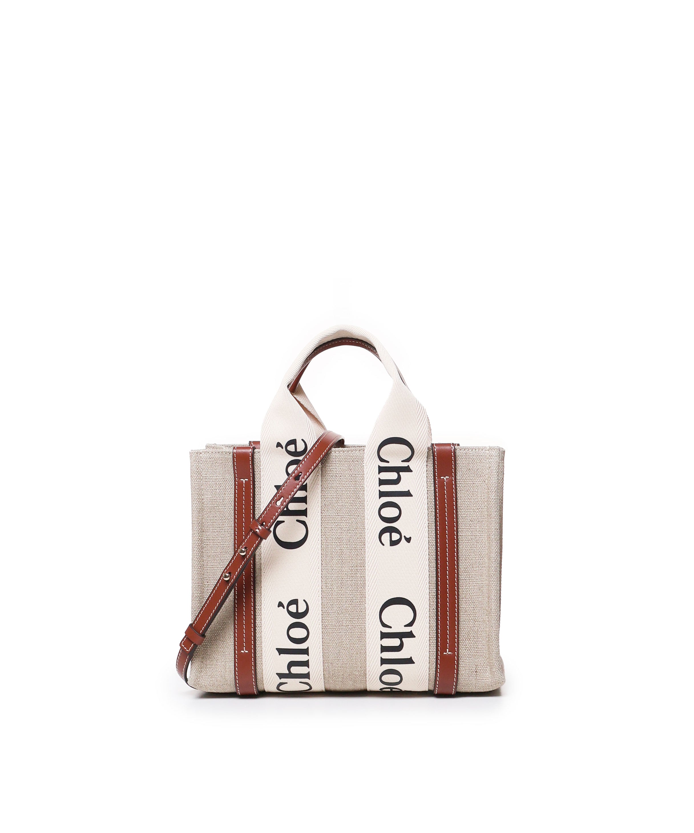 Tote bag piccola Woody in lino CHC22AS397I26 90U CHLOÉ 
