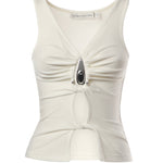 Top Crystal in maglia a coste 25041333 WHITE CHRISTOPHER ESBER 