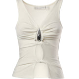 Top Crystal in maglia a coste 25041333 WHITE CHRISTOPHER ESBER 