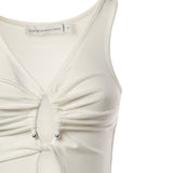 Top Crystal in maglia a coste 25041333 WHITE CHRISTOPHER ESBER 