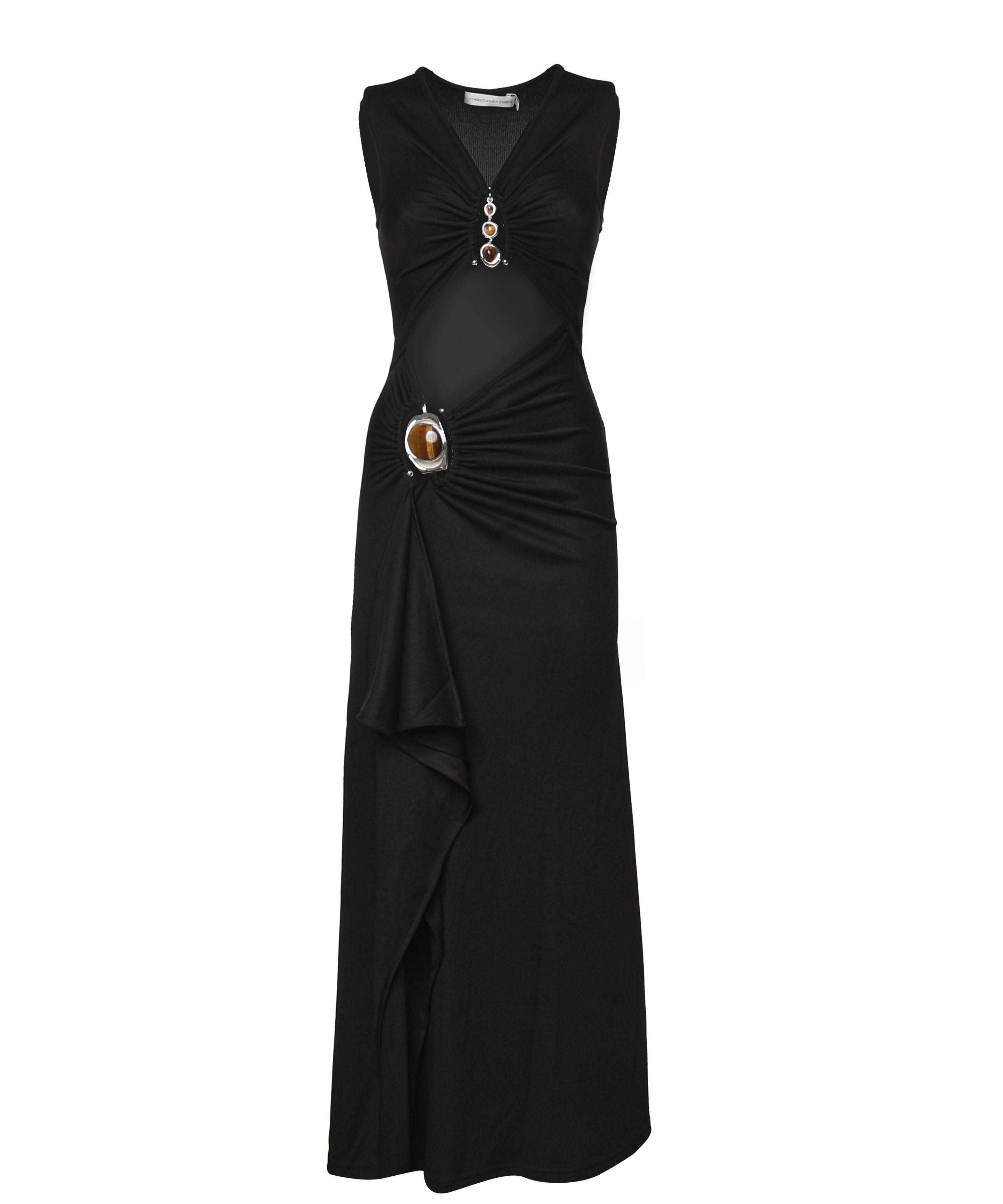 Abito midi Droplet Crystal Separation in jersey 26013750 BLACK CHRISTOPHER ESBER 