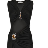 Abito midi Droplet Crystal Separation in jersey 26013750 BLACK CHRISTOPHER ESBER 