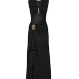 Abito midi Droplet Crystal Separation in jersey 26013750 BLACK CHRISTOPHER ESBER 