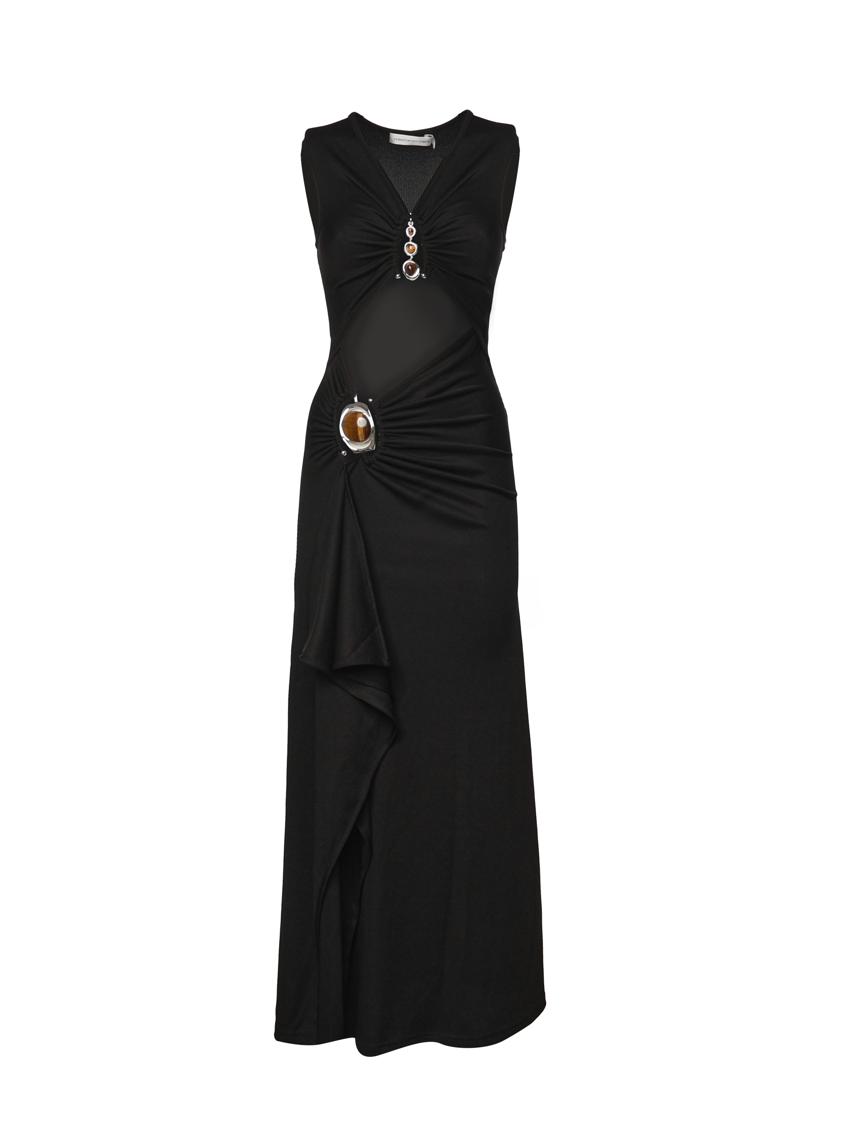 Abito midi Droplet Crystal Separation in jersey 26013750 BLACK CHRISTOPHER ESBER 