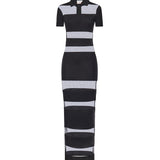 Abito lungo polo a righe COPJS114F5028 BLACK COPERNI 