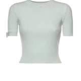Top cropped in maglia a coste con logo 126MPU267FI0001 7038 COURREGES 