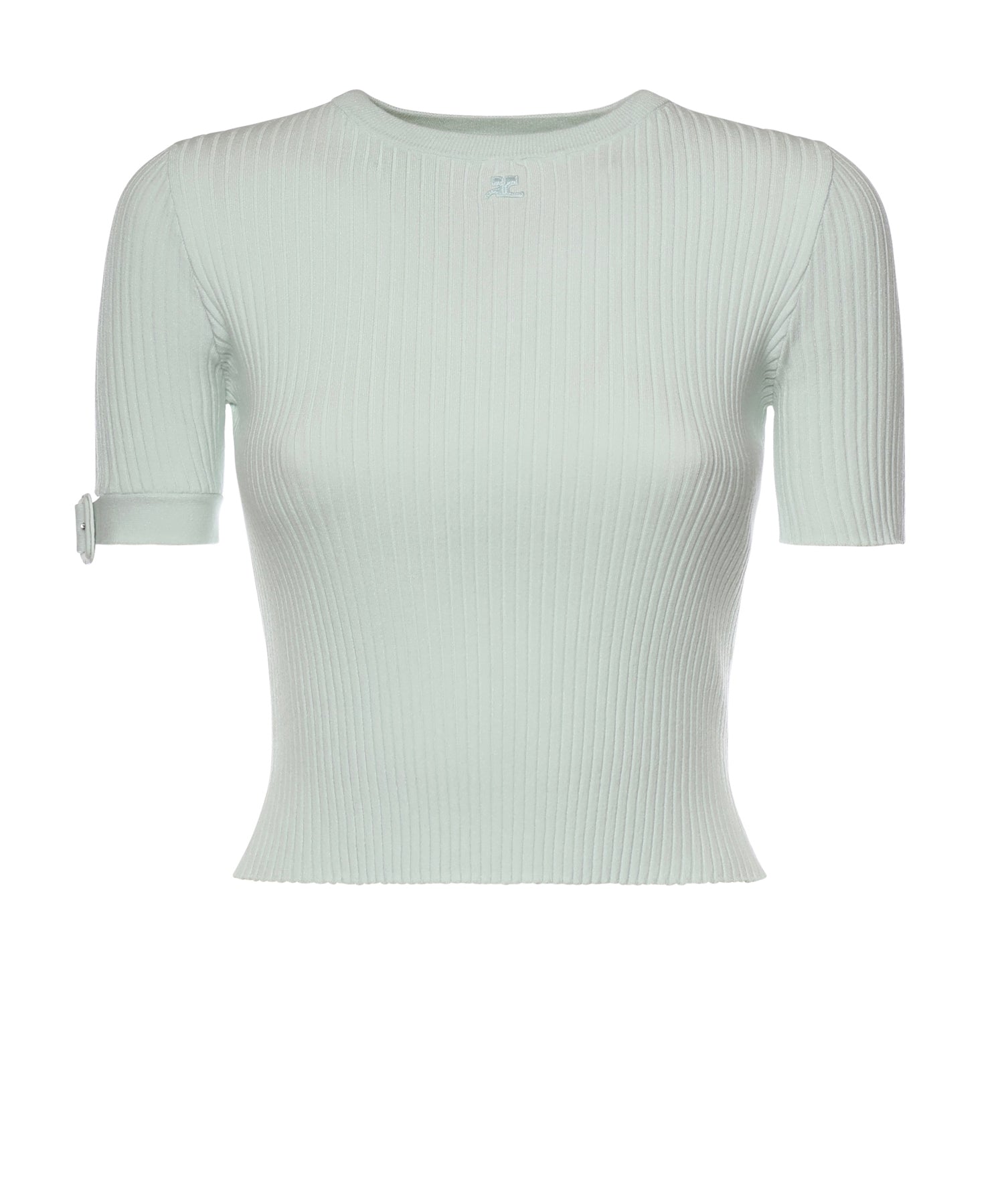 Top cropped in maglia a coste con logo 126MPU267FI0001 7038 COURREGES 