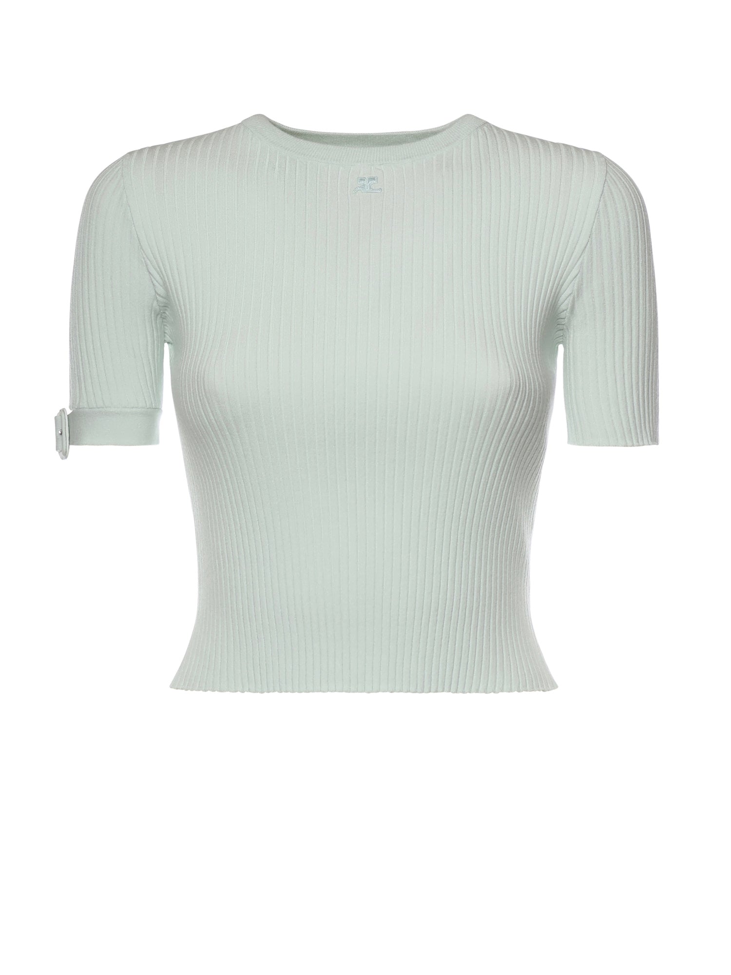 Top cropped in maglia a coste con logo 126MPU267FI0001 7038 COURREGES 