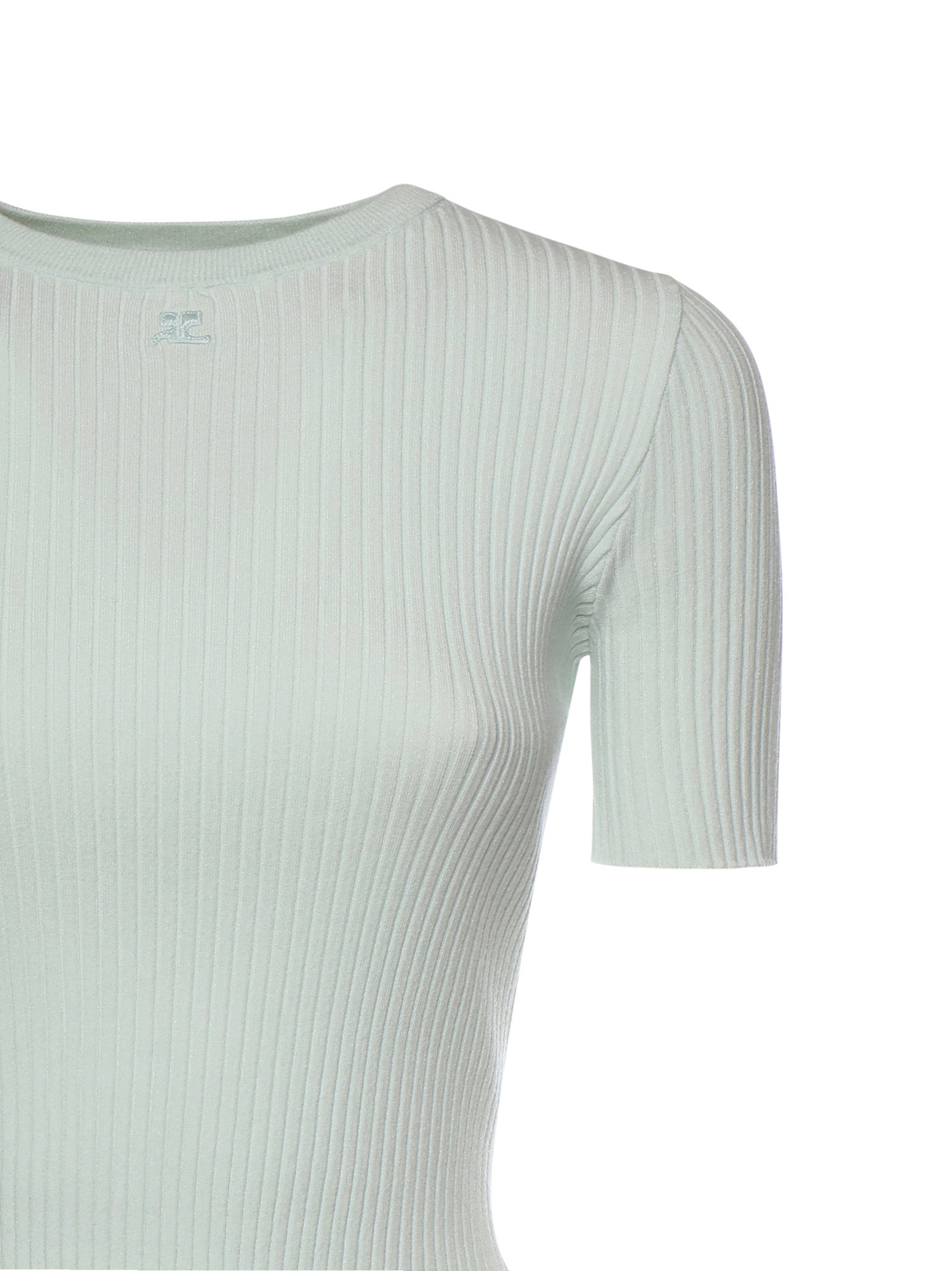 Top cropped in maglia a coste con logo 126MPU267FI0001 7038 COURREGES 