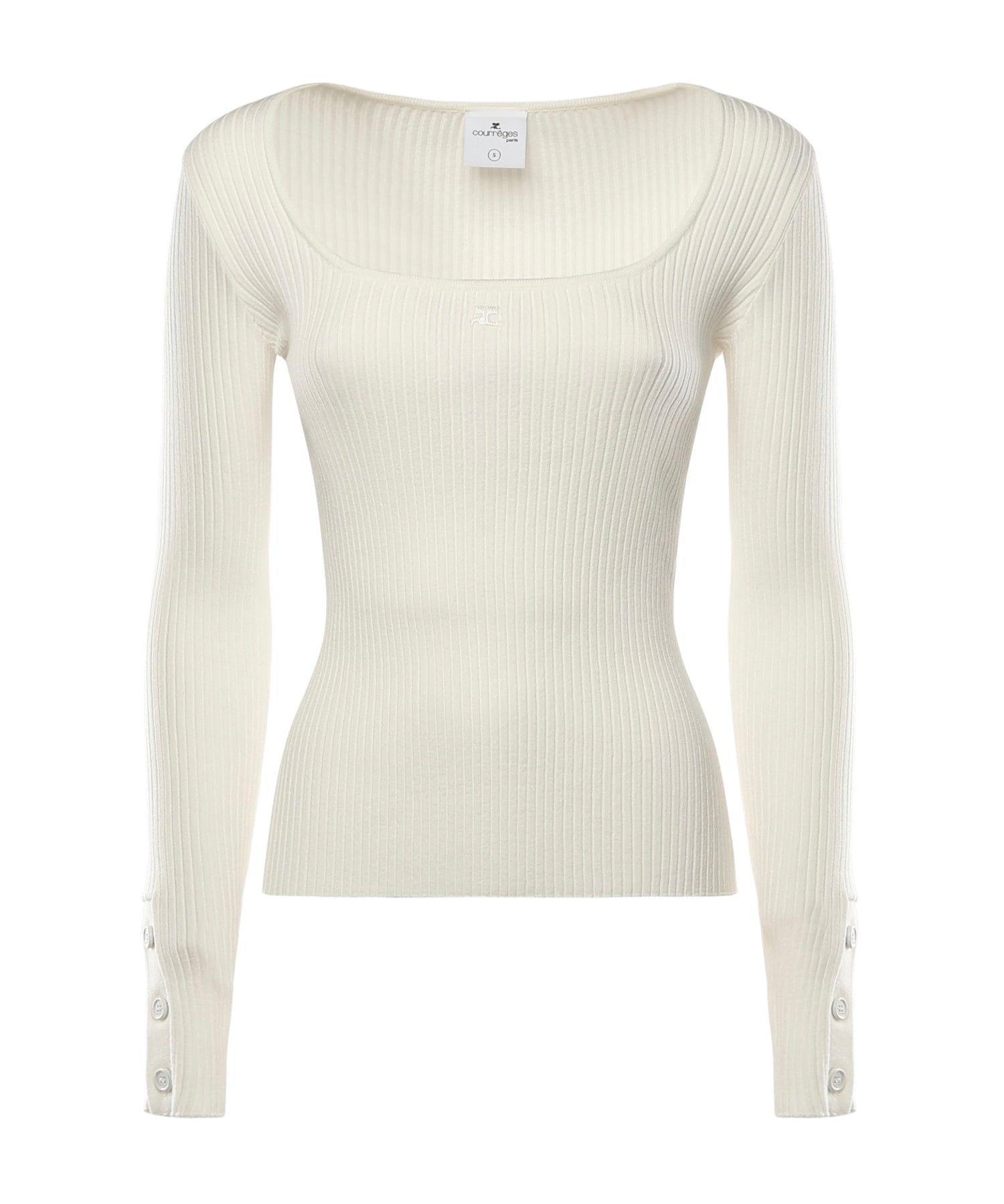 Top Heritage in maglia a costine 126MT0479FI0001 0001 COURREGES 