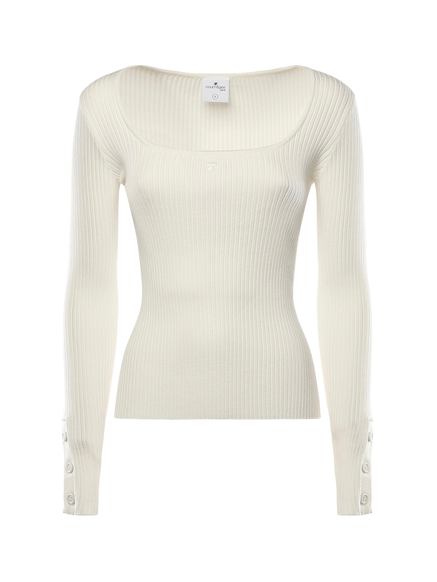 Top Heritage in maglia a costine 126MT0479FI0001 0001 COURREGES 