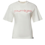 T-shirt con stampa logo in cotone 226JTS168JS0233 0001 COURREGES 