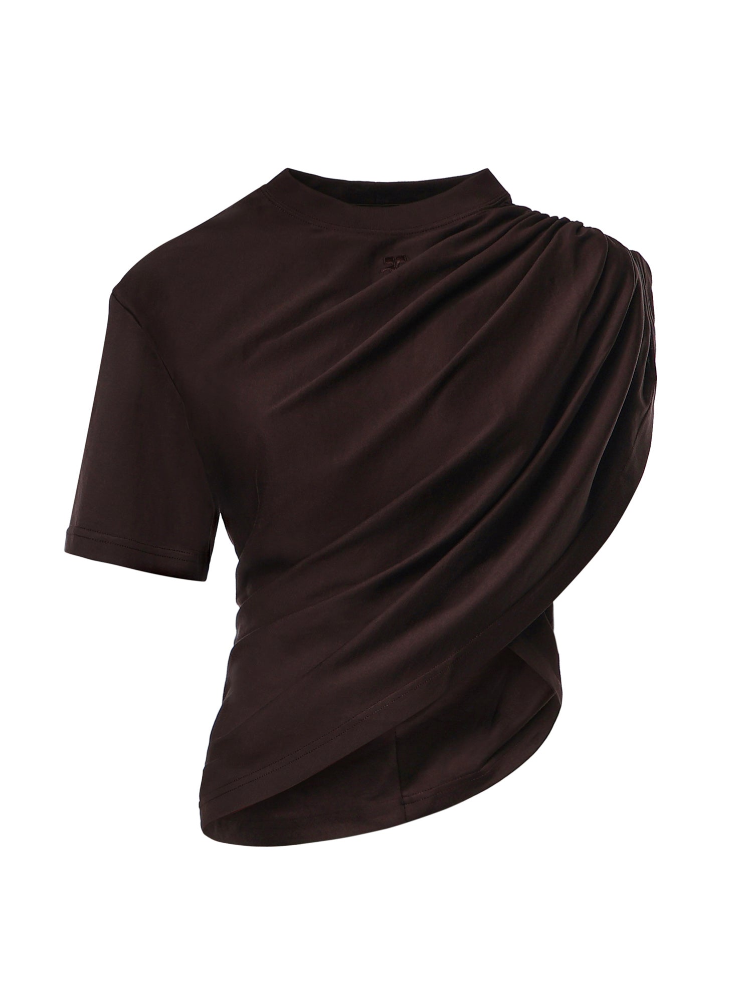T-shirt cropped asimmetrica in jersey cotone 226JTS241JS0290 1983 COURREGES 