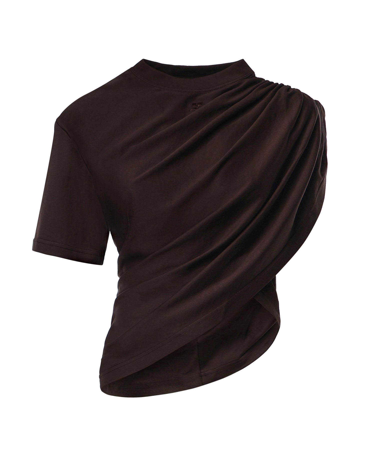 T-shirt cropped asimmetrica in jersey cotone 226JTS241JS0290 1983 COURREGES 