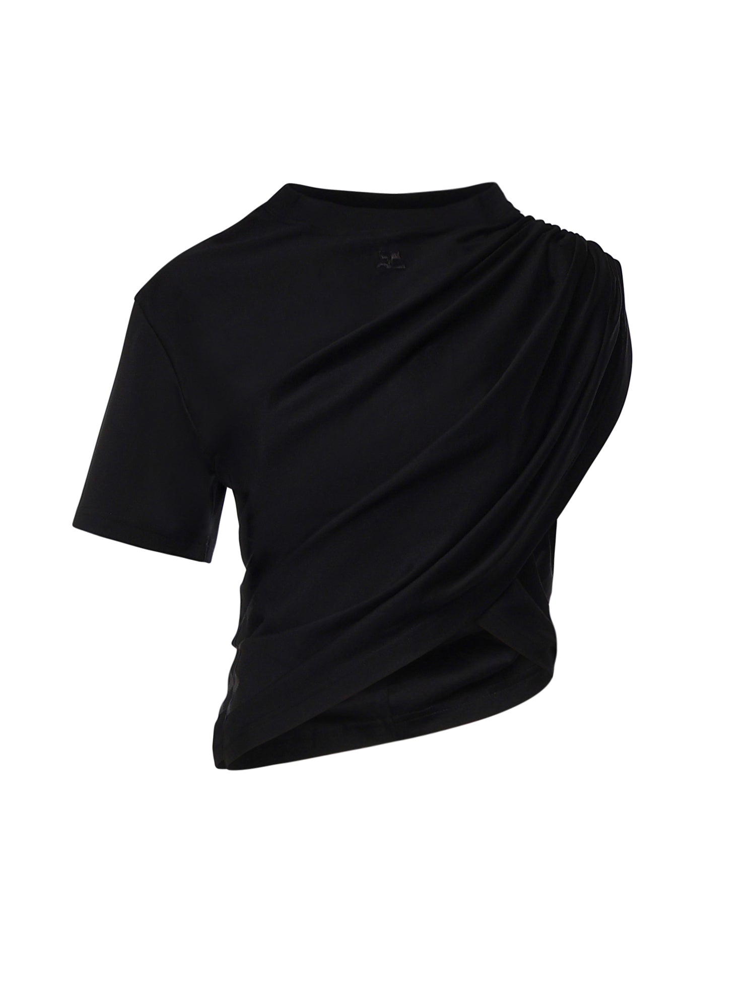 T-shirt cropped asimmetrica in jersey cotone 226JTS241JS0290 9999 COURREGES 