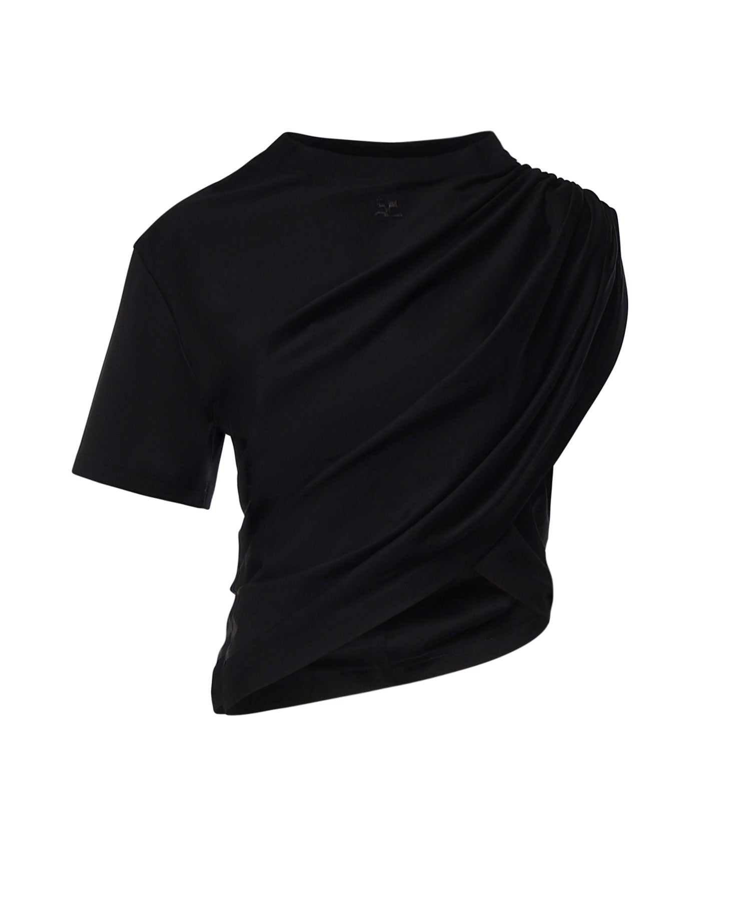 T-shirt cropped asimmetrica in jersey cotone 226JTS241JS0290 9999 COURREGES 