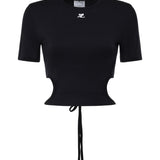 T-shirt cropped in cotone con logo 226JTS256JS0203 9999 COURREGES 