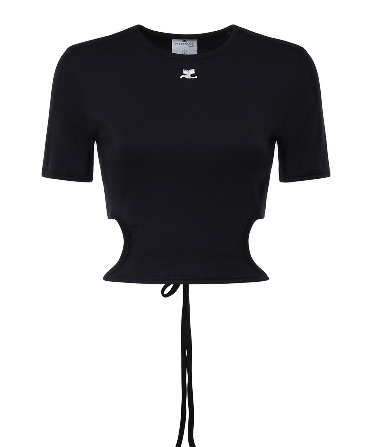 T-shirt cropped in cotone con logo 226JTS256JS0203 9999 COURREGES 