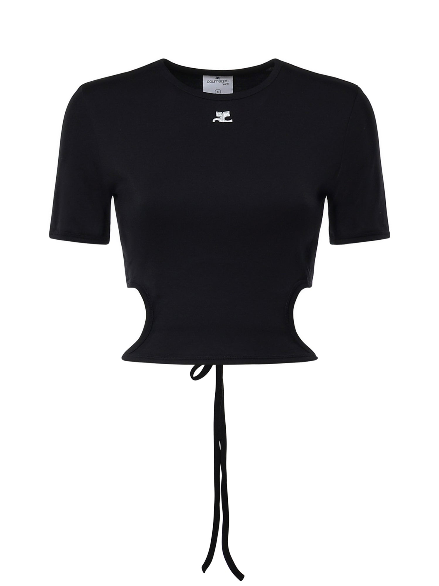 T-shirt cropped in cotone con logo 226JTS256JS0203 9999 COURREGES 