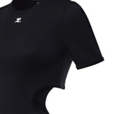 T-shirt cropped in cotone con logo 226JTS256JS0203 9999 COURREGES 