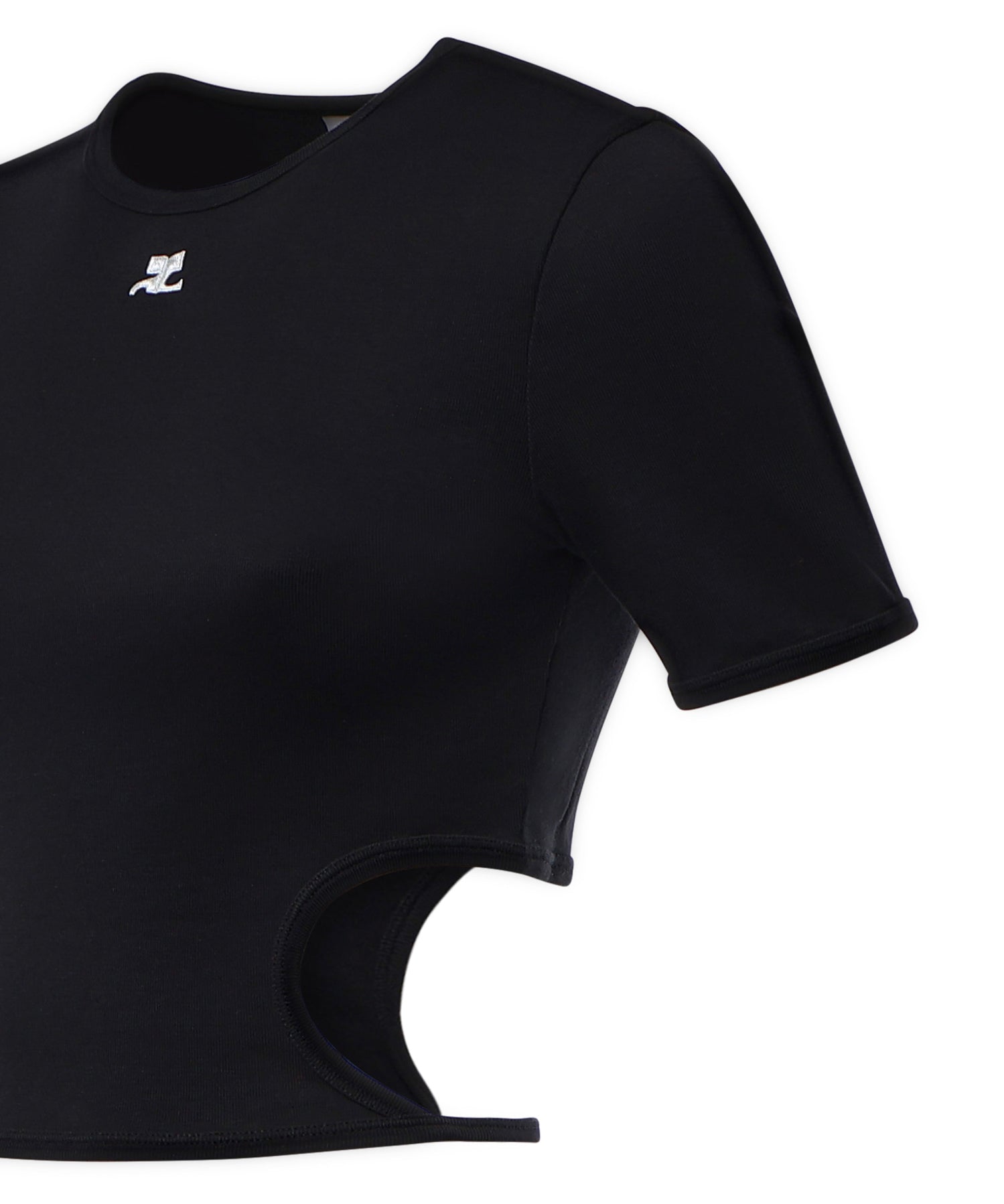 T-shirt cropped in cotone con logo 226JTS256JS0203 9999 COURREGES 