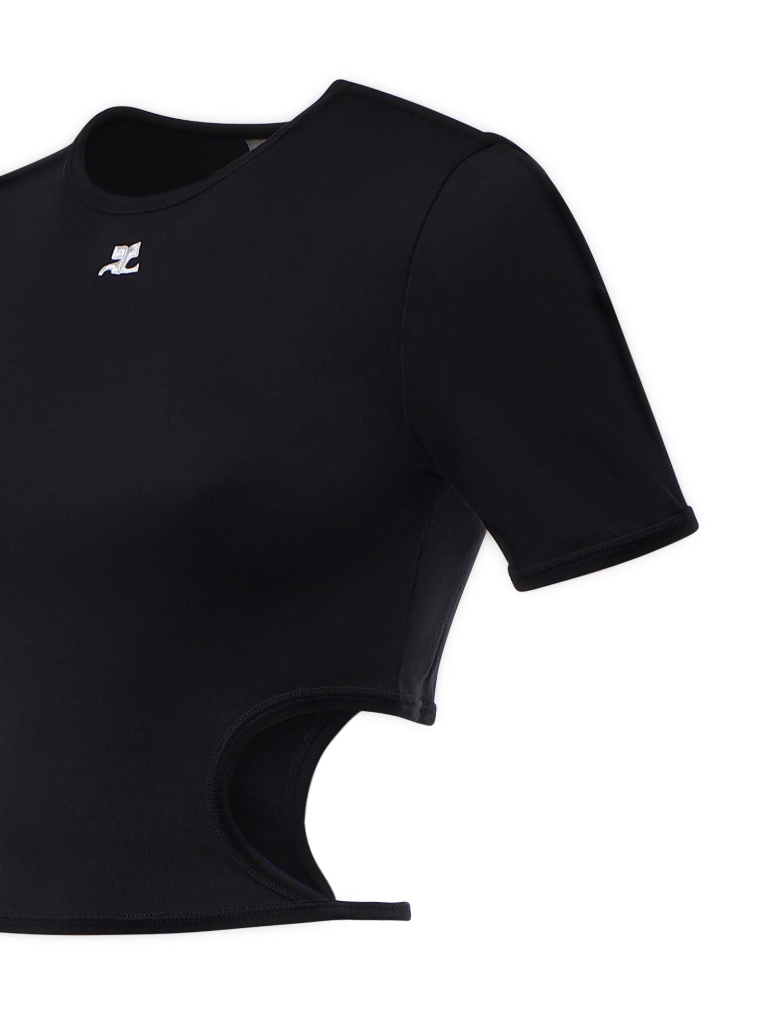 T-shirt cropped in cotone con logo 226JTS256JS0203 9999 COURREGES 