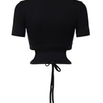 T-shirt cropped in cotone con logo 226JTS256JS0203 9999 COURREGES 
