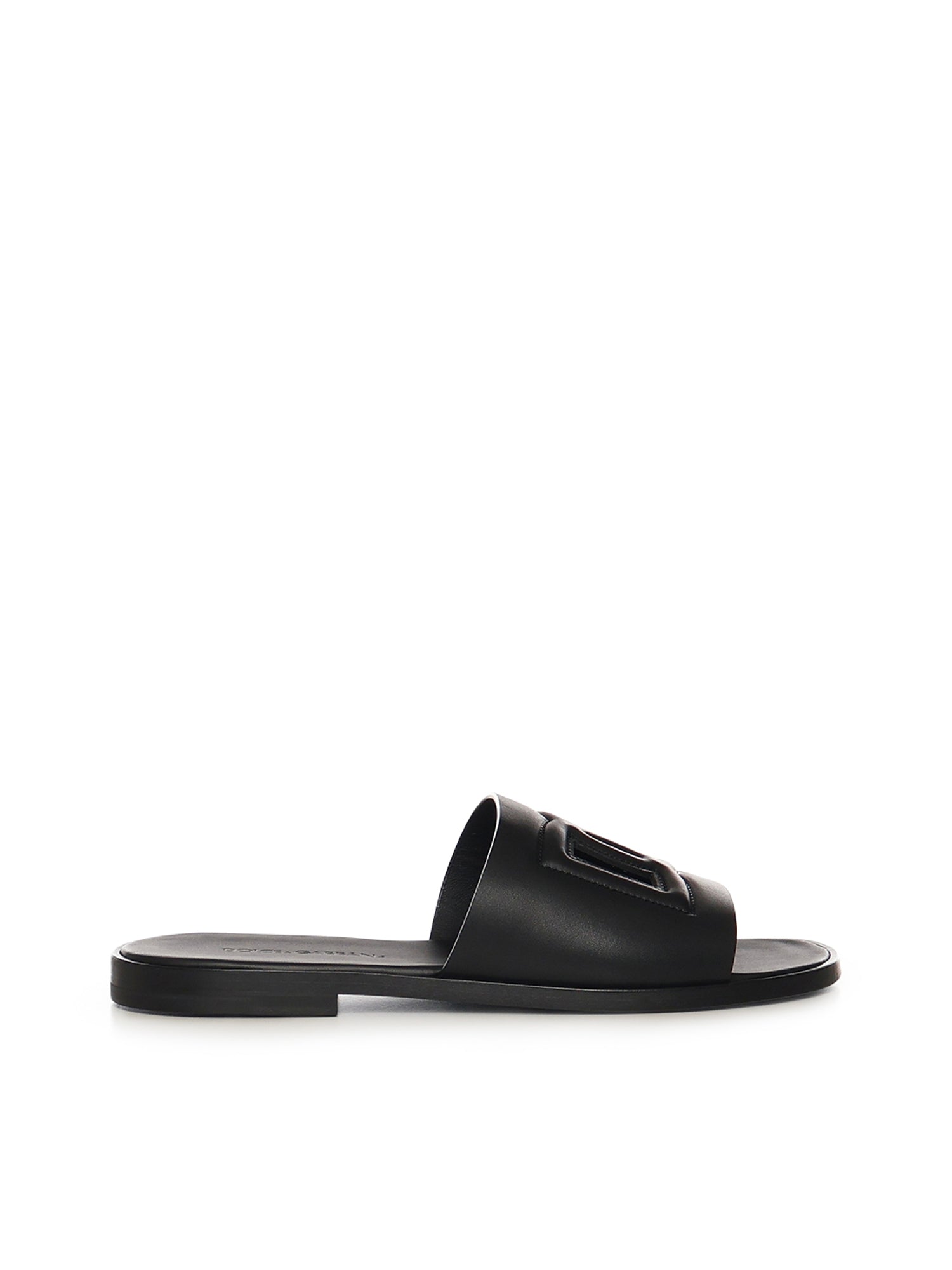 Slide in pelle con logo A80397 A036380999 DOLCE & GABBANA 