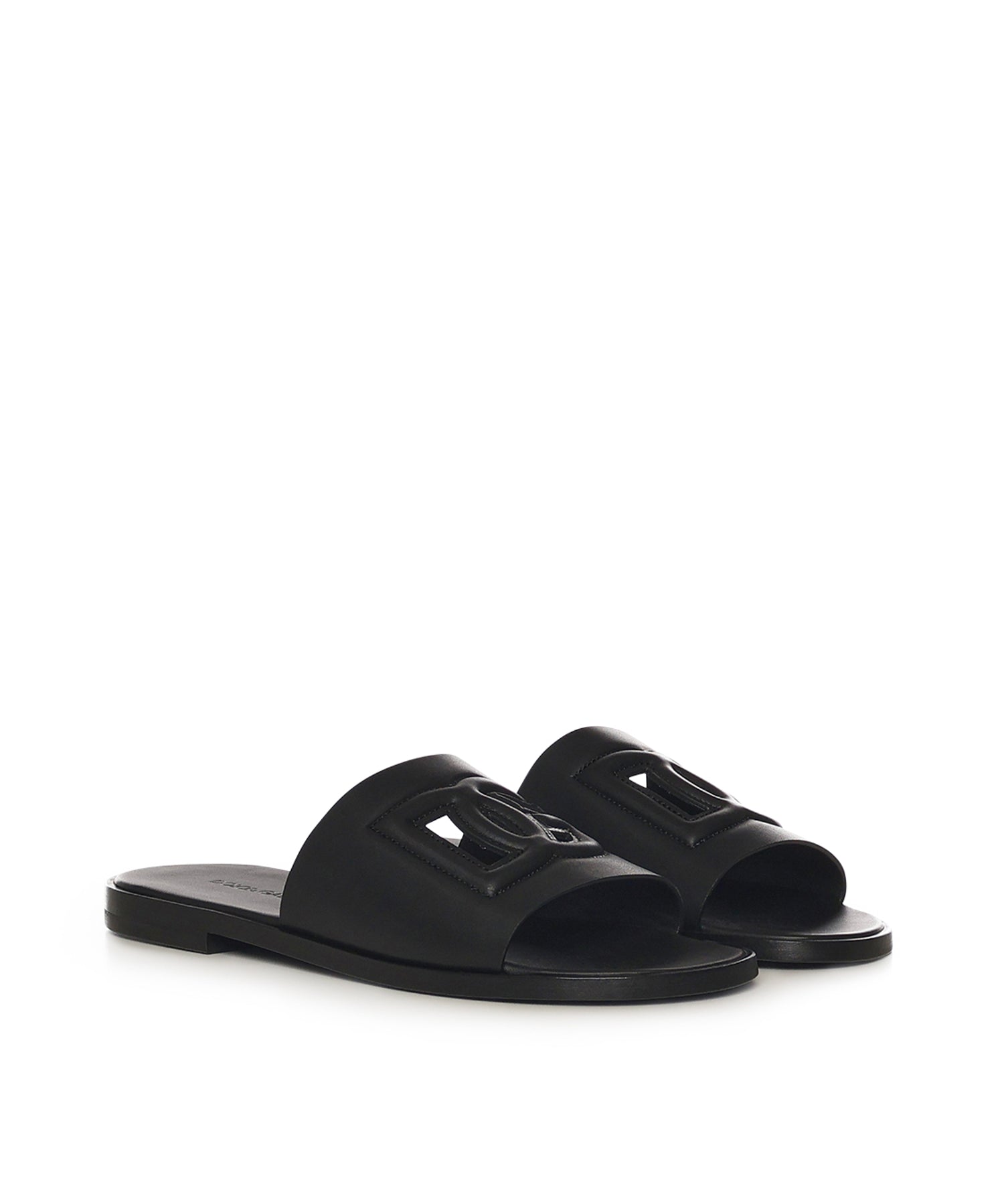 Slide in pelle con logo A80397 A036380999 DOLCE & GABBANA 
