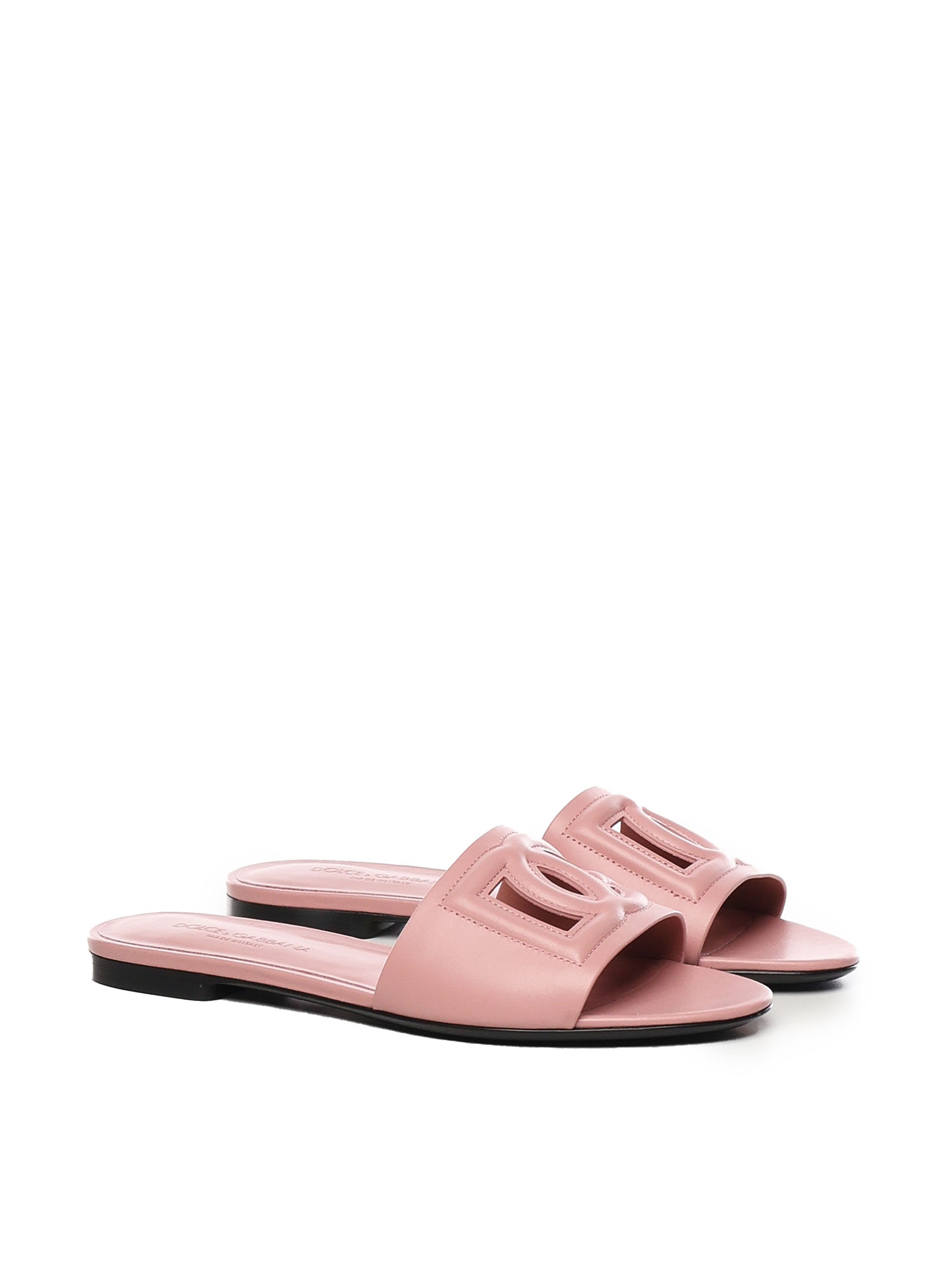 Slide in pelle di vitello e logo CQ0436 AY32980405 DOLCE & GABBANA 