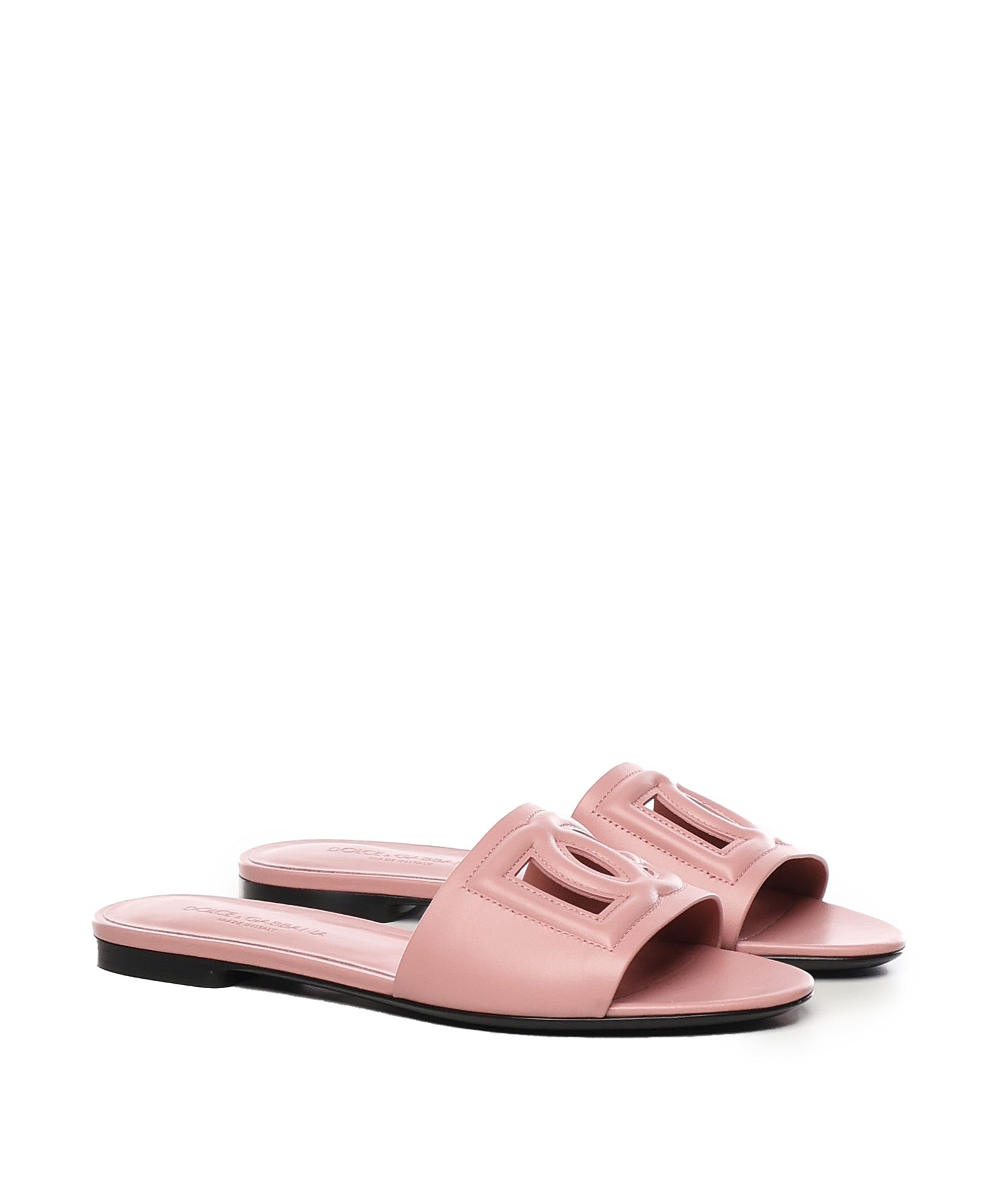 Slide in pelle di vitello e logo CQ0436 AY32980405 DOLCE & GABBANA 