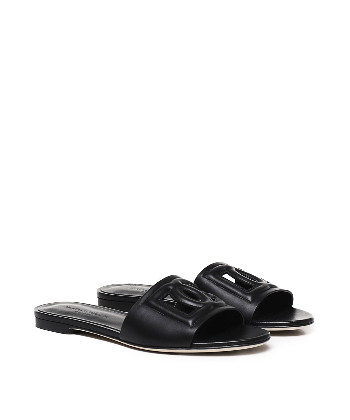 Slide in pelle di vitello e logo CQ0436 AY32980999 DOLCE & GABBANA 