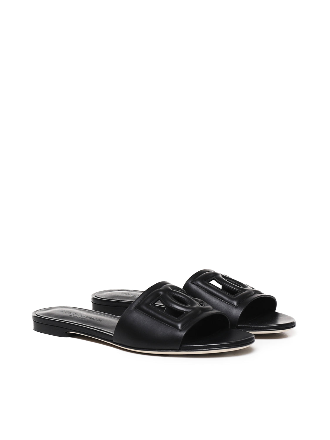 Slide in pelle di vitello e logo CQ0436 AY32980999 DOLCE & GABBANA 