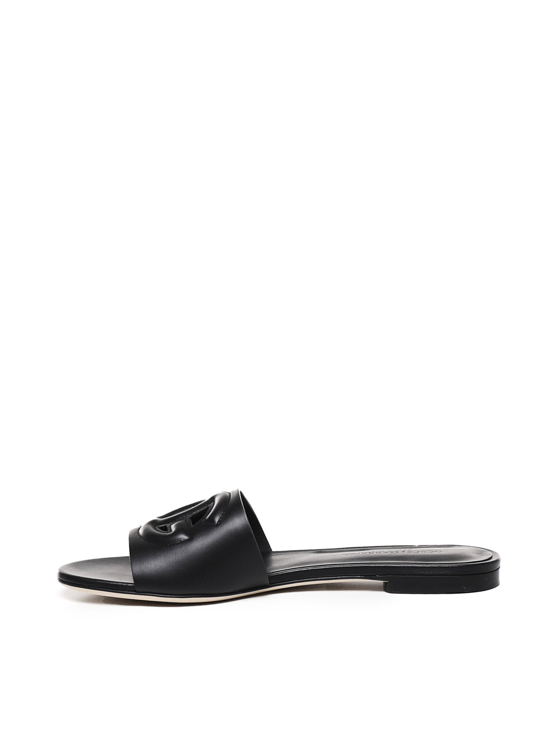 Slide in pelle di vitello e logo CQ0436 AY32980999 DOLCE & GABBANA 