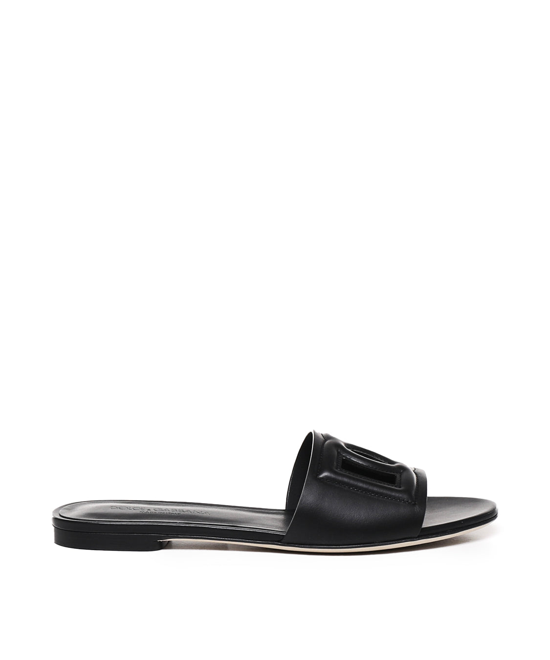 Slide in pelle di vitello e logo CQ0436 AY32980999 DOLCE & GABBANA 