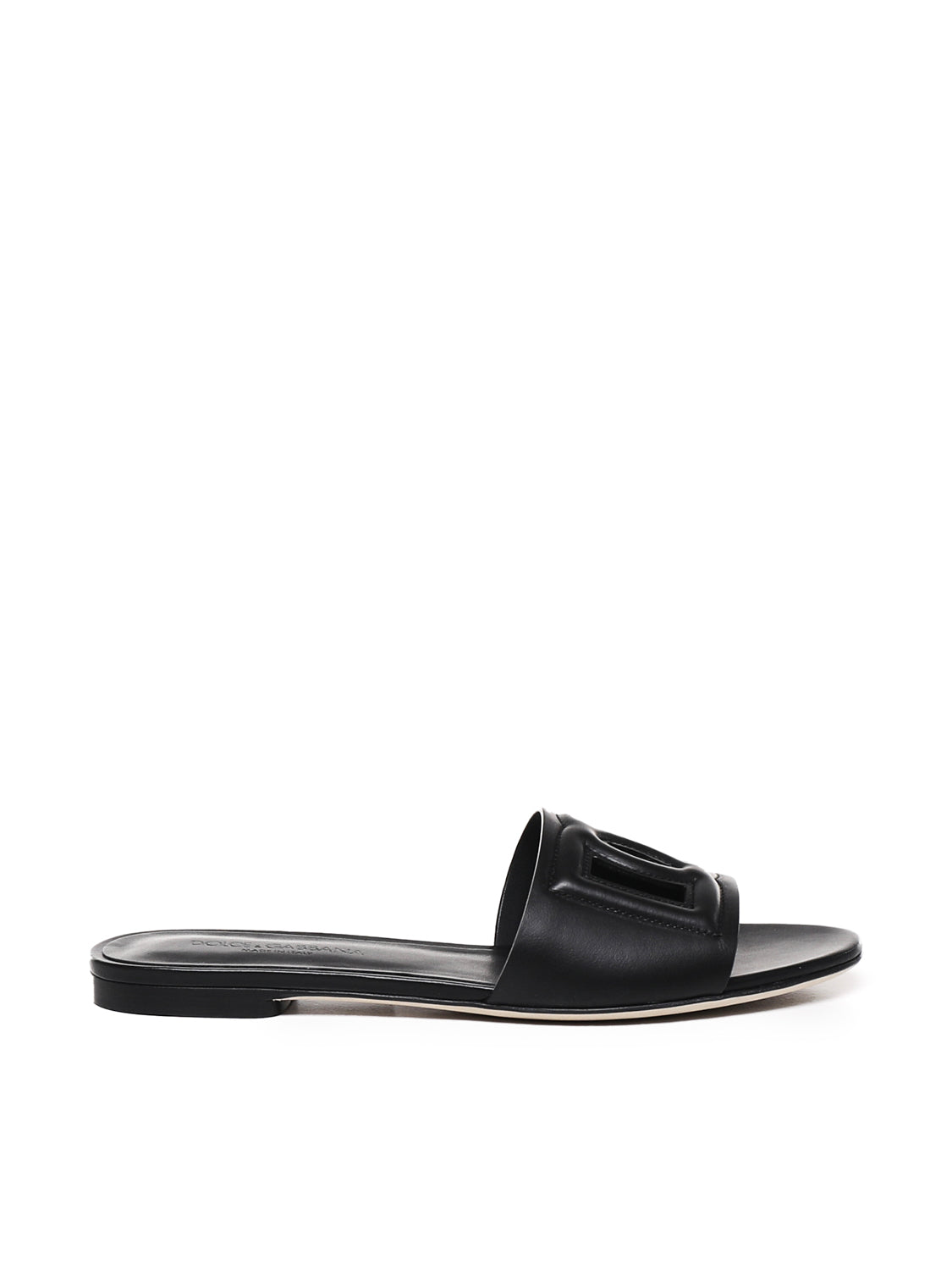 Slide in pelle di vitello e logo CQ0436 AY32980999 DOLCE & GABBANA 