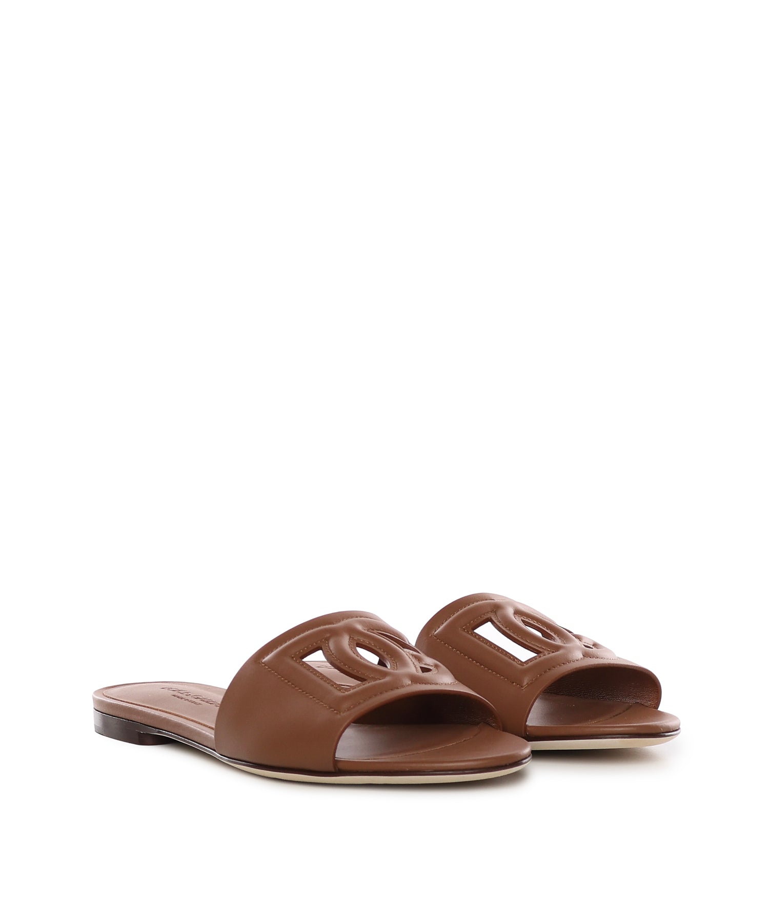 Slide in pelle di vitello e logo CQ0436 AY32981236 DOLCE & GABBANA 