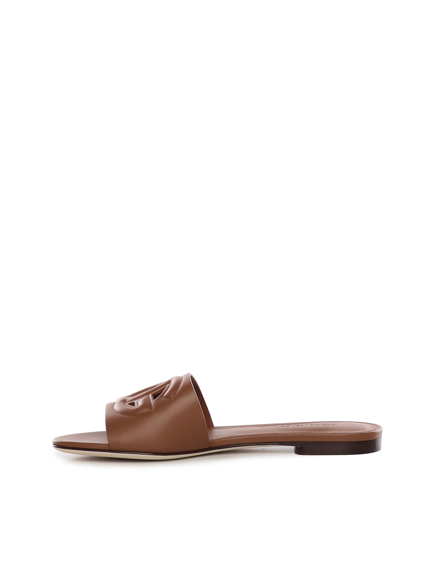 Slide in pelle di vitello e logo CQ0436 AY32981236 DOLCE & GABBANA 