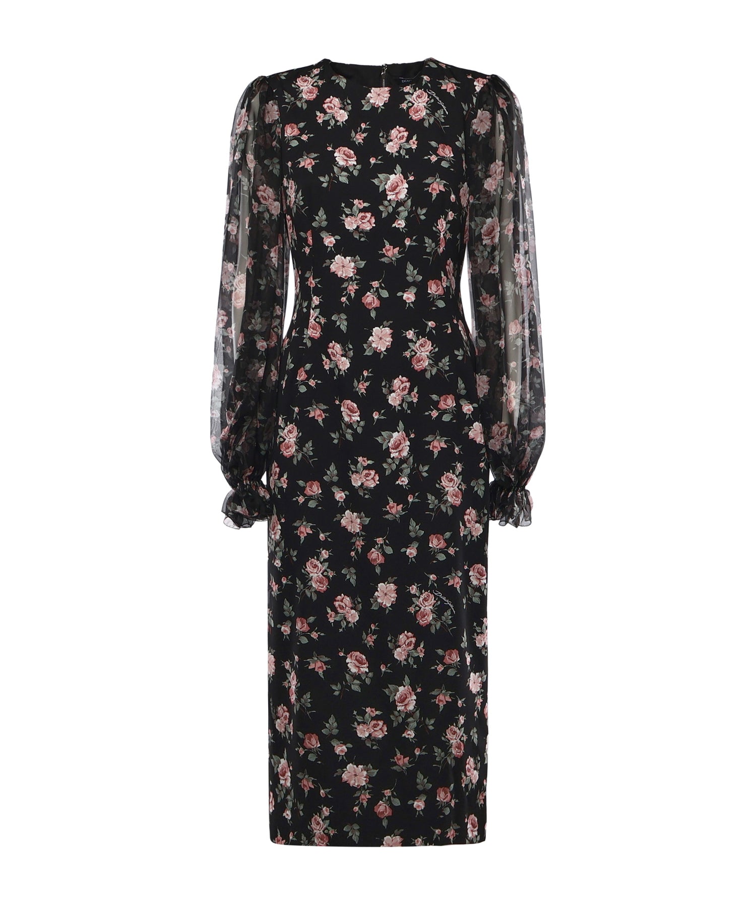 Abito in charmeuse stampa Rose vintage F611DT FSA8CHN5XQ DOLCE & GABBANA 