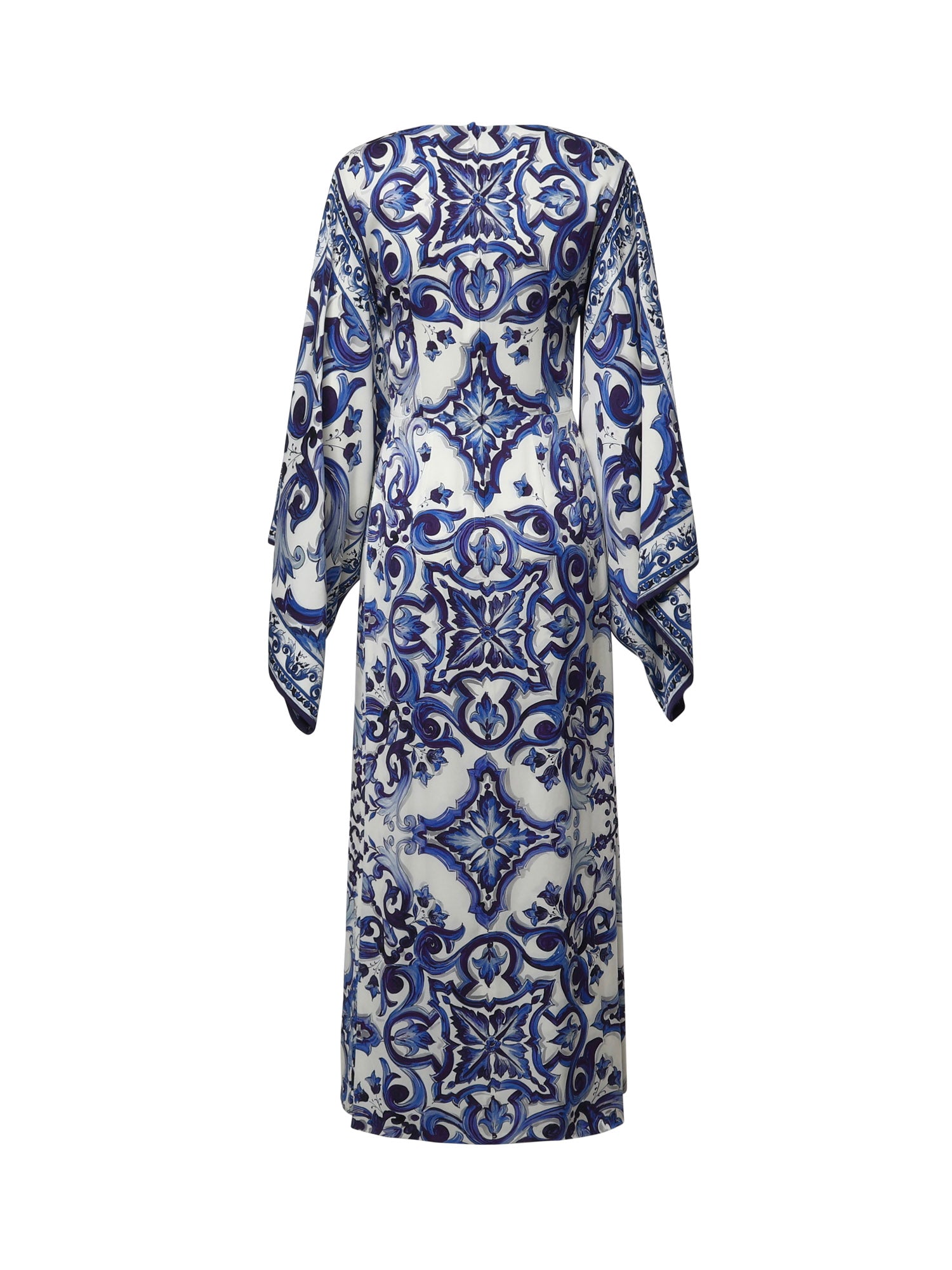 Abito lungo in charmeuse stampa maiolica F69D5T HPABOHA3TN DOLCE & GABBANA 