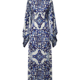 Abito lungo in charmeuse stampa maiolica F69D5T HPABOHA3TN DOLCE & GABBANA 