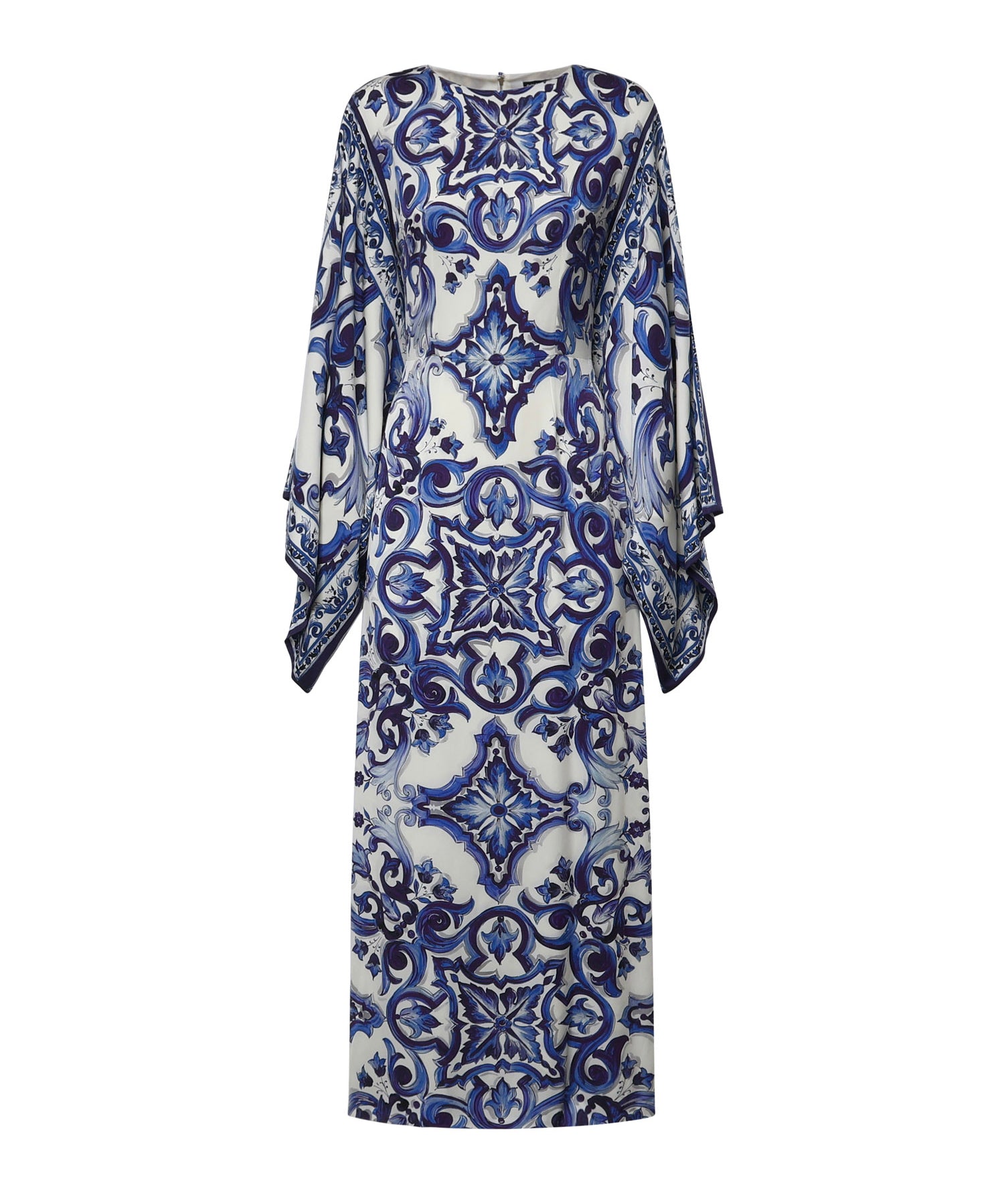 Abito lungo in charmeuse stampa maiolica F69D5T HPABOHA3TN DOLCE & GABBANA 