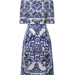 Abito midi in charmeuse stampa maiolica F6ADST HPABLHA3TN DOLCE & GABBANA 