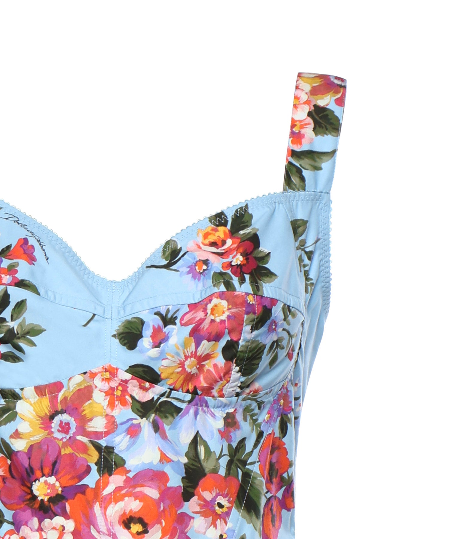 Abito bustier in cotone con stampa floreale F6TTHT HS5UUHC5ZO DOLCE & GABBANA 