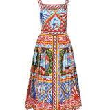 Abito midi con stampa Carretto in cotone F6UY3T GDS11HH01E DOLCE & GABBANA 