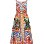 Abito midi con stampa Carretto in cotone F6UY3T GDS11HH01E DOLCE & GABBANA 