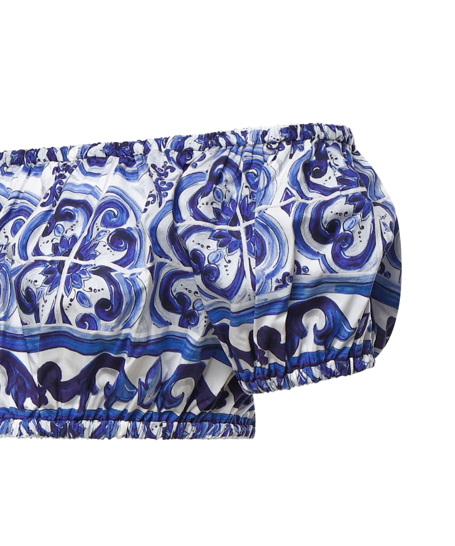 Top corto in popeline stampa maiolica F755RT HH5BAHA3TN DOLCE & GABBANA 